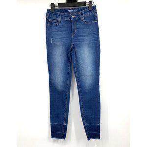 Old Navy Jeans Rockstar Super Skinny Mid Rise Blue Raw Hem